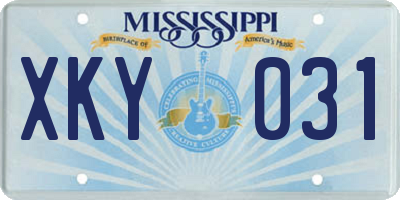 MS license plate XKY031