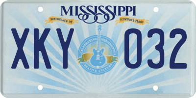 MS license plate XKY032