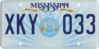 MS license plate XKY033