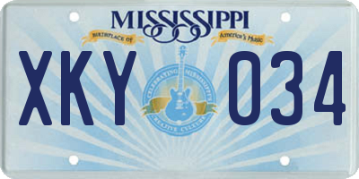 MS license plate XKY034
