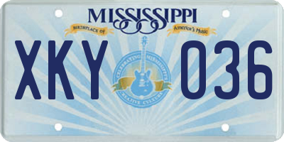 MS license plate XKY036