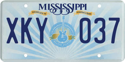 MS license plate XKY037