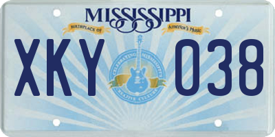 MS license plate XKY038
