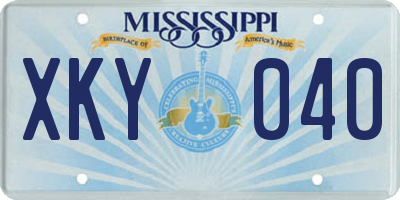 MS license plate XKY040