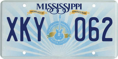 MS license plate XKY062