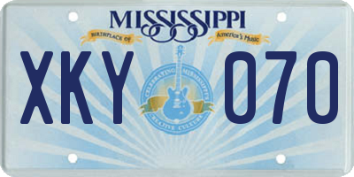 MS license plate XKY070