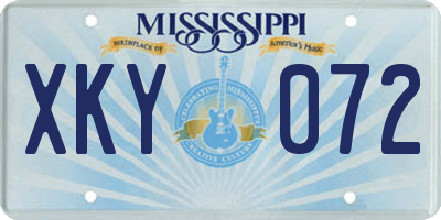 MS license plate XKY072