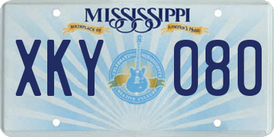 MS license plate XKY080