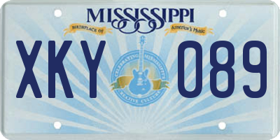 MS license plate XKY089