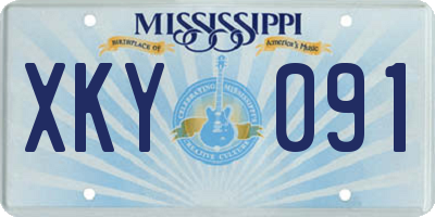 MS license plate XKY091