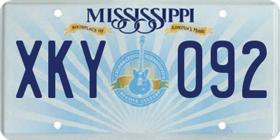 MS license plate XKY092