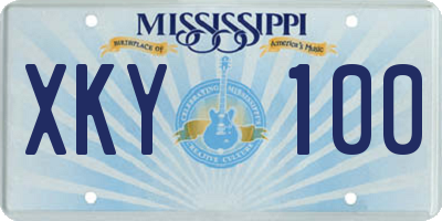 MS license plate XKY100
