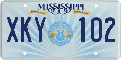 MS license plate XKY102