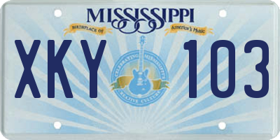 MS license plate XKY103