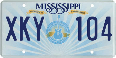 MS license plate XKY104