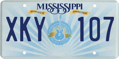 MS license plate XKY107