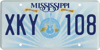 MS license plate XKY108