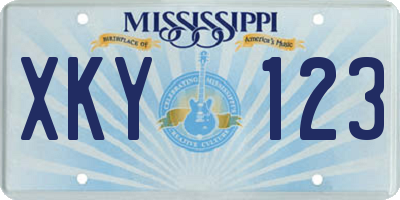 MS license plate XKY123