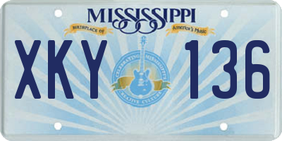 MS license plate XKY136