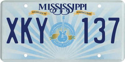 MS license plate XKY137
