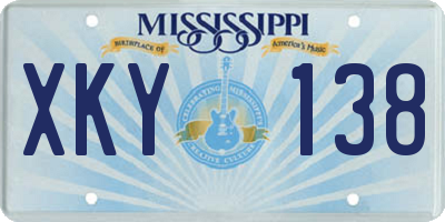 MS license plate XKY138