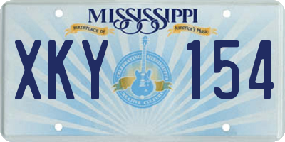 MS license plate XKY154