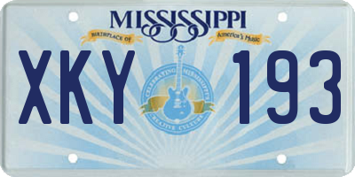 MS license plate XKY193