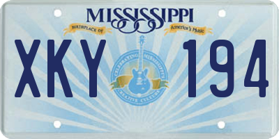 MS license plate XKY194