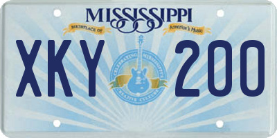 MS license plate XKY200