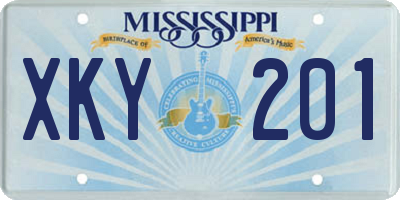 MS license plate XKY201
