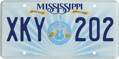 MS license plate XKY202