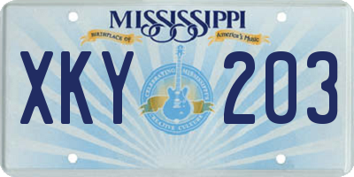 MS license plate XKY203