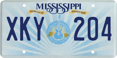 MS license plate XKY204
