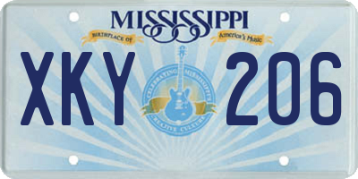 MS license plate XKY206