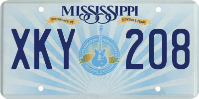 MS license plate XKY208