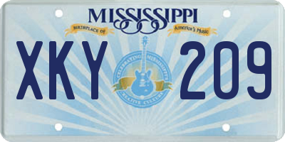 MS license plate XKY209