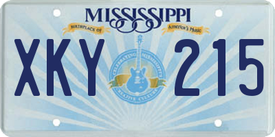 MS license plate XKY215