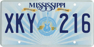 MS license plate XKY216