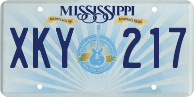 MS license plate XKY217