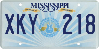 MS license plate XKY218