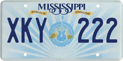 MS license plate XKY222