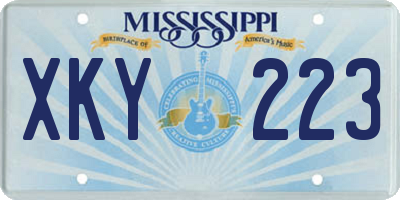 MS license plate XKY223