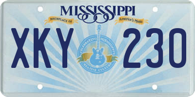 MS license plate XKY230