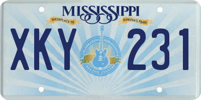 MS license plate XKY231