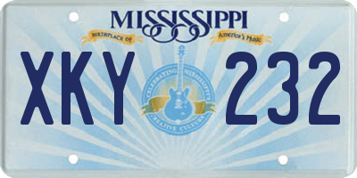 MS license plate XKY232