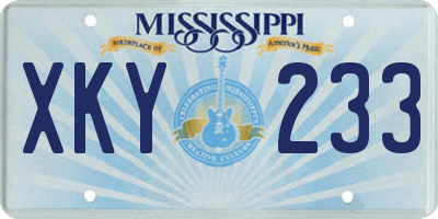 MS license plate XKY233