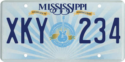 MS license plate XKY234