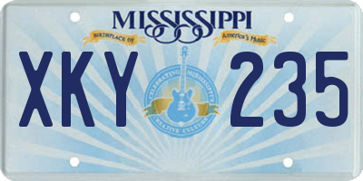 MS license plate XKY235