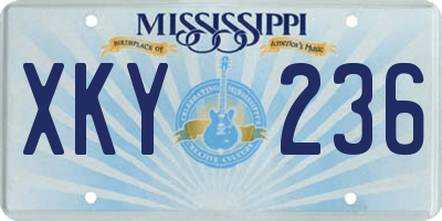 MS license plate XKY236