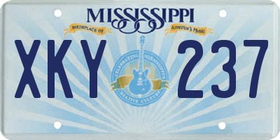 MS license plate XKY237